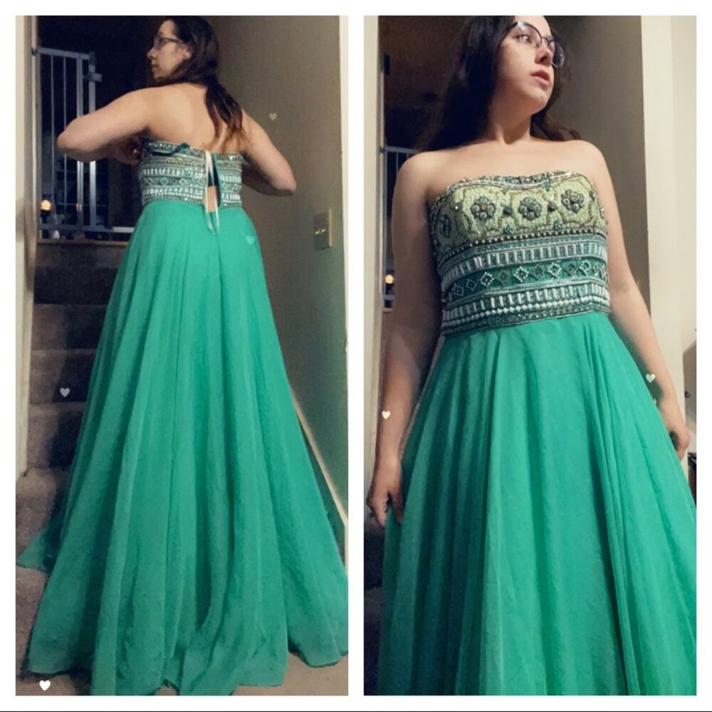 Sherri Hill green prom dress maxi - Picture 10 of 12